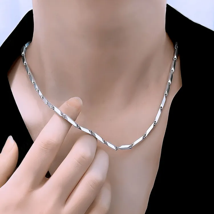 定余年 不锈钢项链 菱形锁骨链男ins时尚简约不掉色气质百搭项链