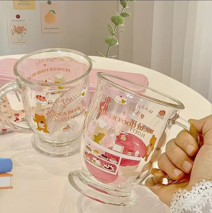 【买一送一】可爱小熊蛋糕杯子杯子ins高颜值印花宿舍大容量喝水
