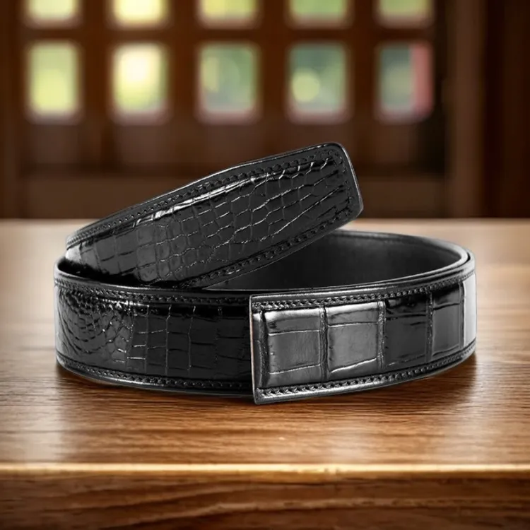 正品鳄鱼皮真牛皮鳄鱼男士时尚休闲真皮商务鳄鱼高档轻奢百搭腰带