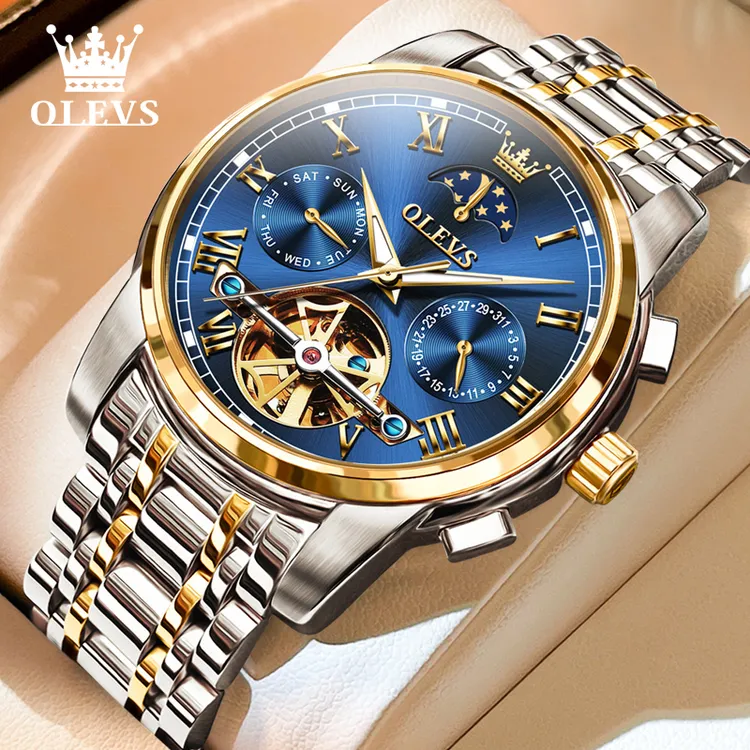 张智霖代言欧利时男款手表日月星辰表全自动机械表机械男表6617