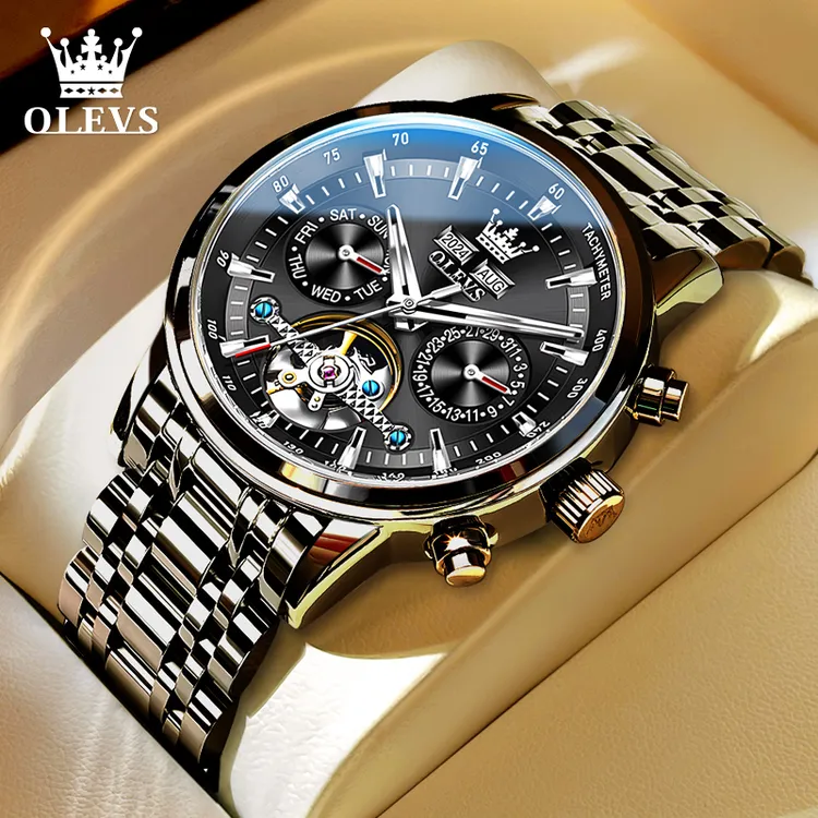 正品欧利时手表高端镂空机械表男潮流防水多功能帅气男士手表6710