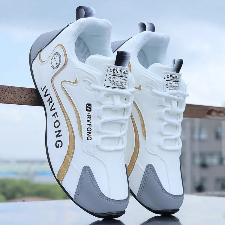 男鞋2025冬季国潮休闲跑步鞋高档次男士皮面防水防滑运动鞋增高