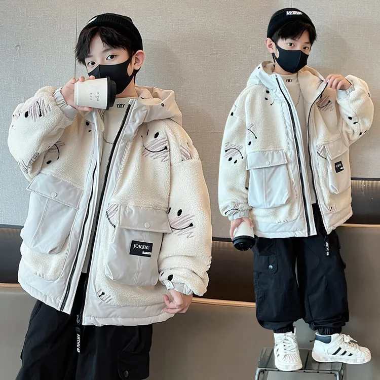 男童毛毛衣加厚秋冬装外套中大童时髦洋气炸街网红儿童上衣加绒潮