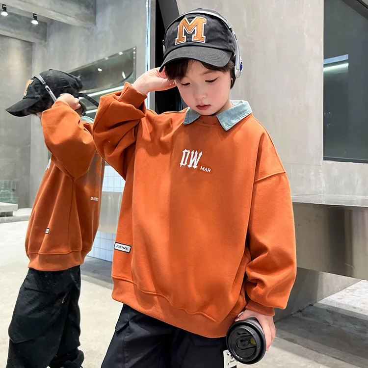 男童假两件卫衣洋气帅气秋季中大童时尚炸街网红儿童上衣男孩潮流