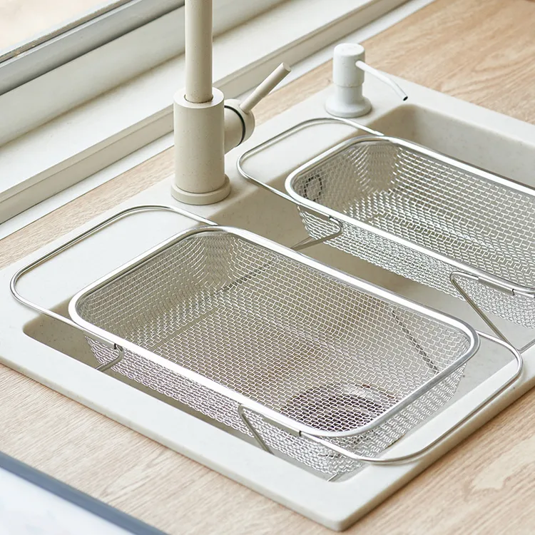 网格大号清洗家用不锈钢沥水篮洗碗台水槽置物架可伸缩沥水篮简约