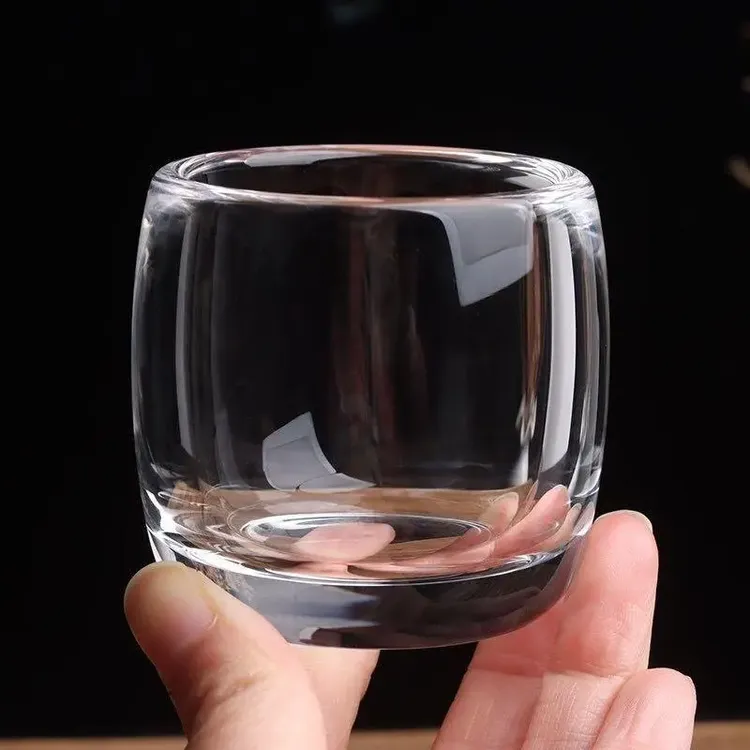 家用水晶玻璃杯透明玻璃茶杯不烫手个人加厚款杯家用智能加厚水杯