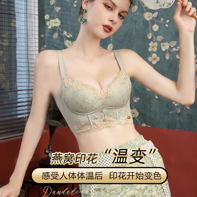 JM/中脉蕾丝透气无痕调整上托薄款聚拢小胸性感大胸显小文胸9710