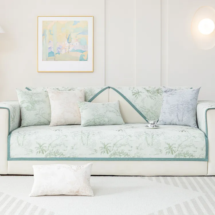 沙发垫雪尼尔提花四季通用新款国风复古水墨轻奢简约防滑套盖布巾