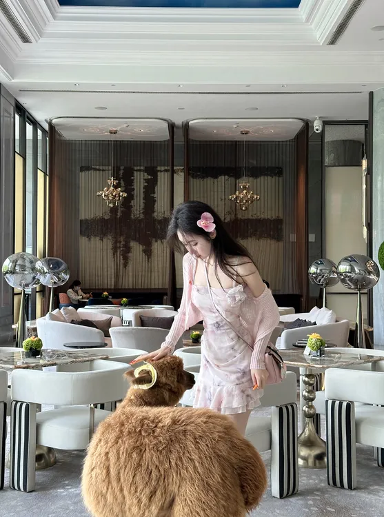 【雅乔定制】羊驼裙 晕染印花吊带连衣裙DYLX-24038100