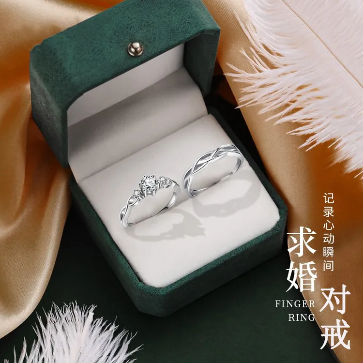 足银戒指 情侣戒指s999纯银对戒结婚开口一对戒指环刻字首饰礼物
