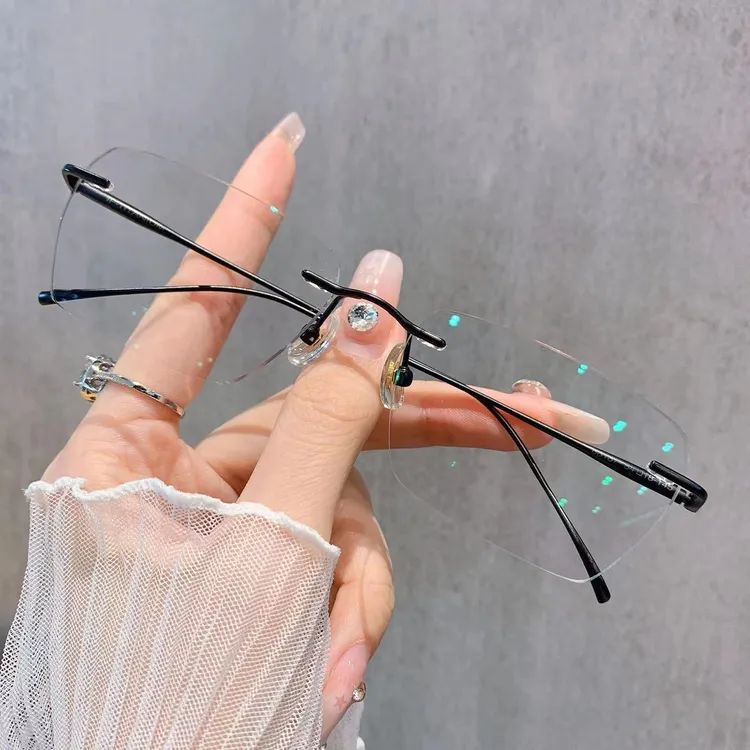 斯文纯钛无框眼镜超轻变色防蓝光防辐射近视镜男可配度数平光护眼