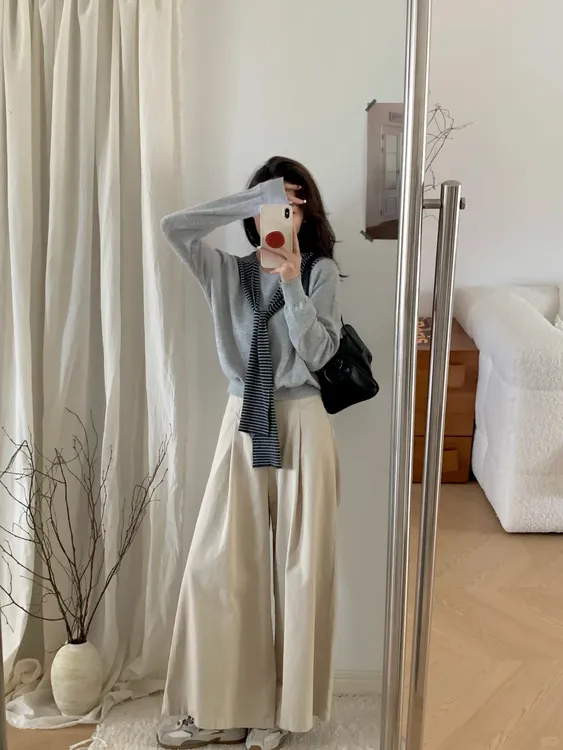 2025入秋一整套女韩系穿搭复古连帽披肩针织上衣搭配休闲裤三件套
