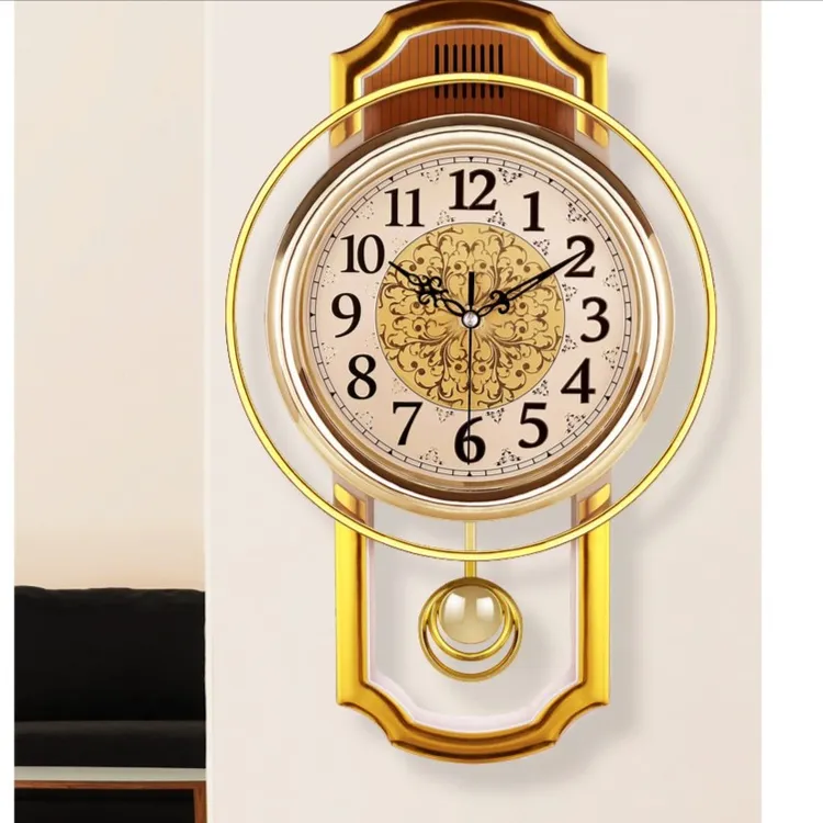 欧式复古摇摆挂钟客厅简约时尚挂表卧室静音石英钟现代钟表创意