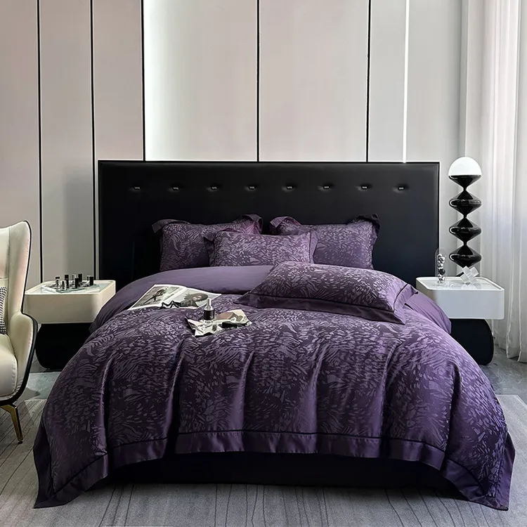 【安利家居】黑金 时尚豹纹轻奢款全棉天丝棉色织提花宽边四件套件