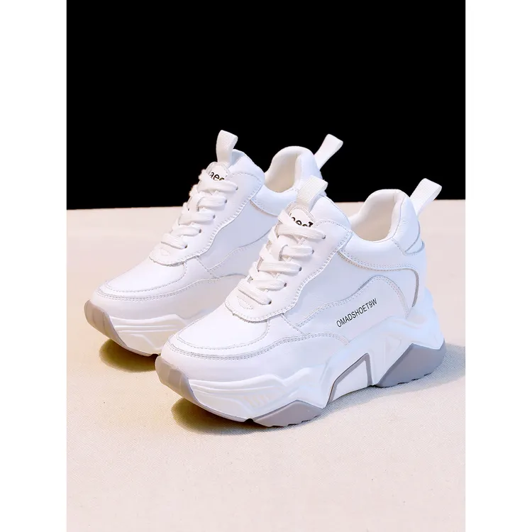 M01真皮小白鞋女内增高2025新款春季百搭休闲8cm增高厚底老爹鞋