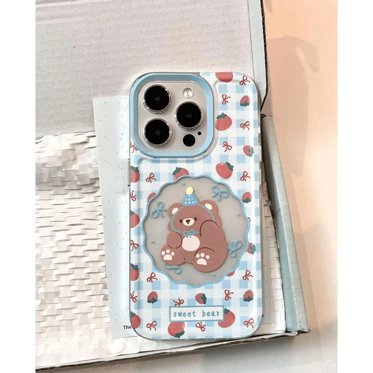 iPhone14华为p70手机壳软16Pro适用15pm柿子小熊苹果13promax可爱