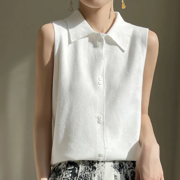 【叠穿伴侣】羊毛衬衫领针织背心秋冬百搭无袖内搭女上衣毛衣针织衫