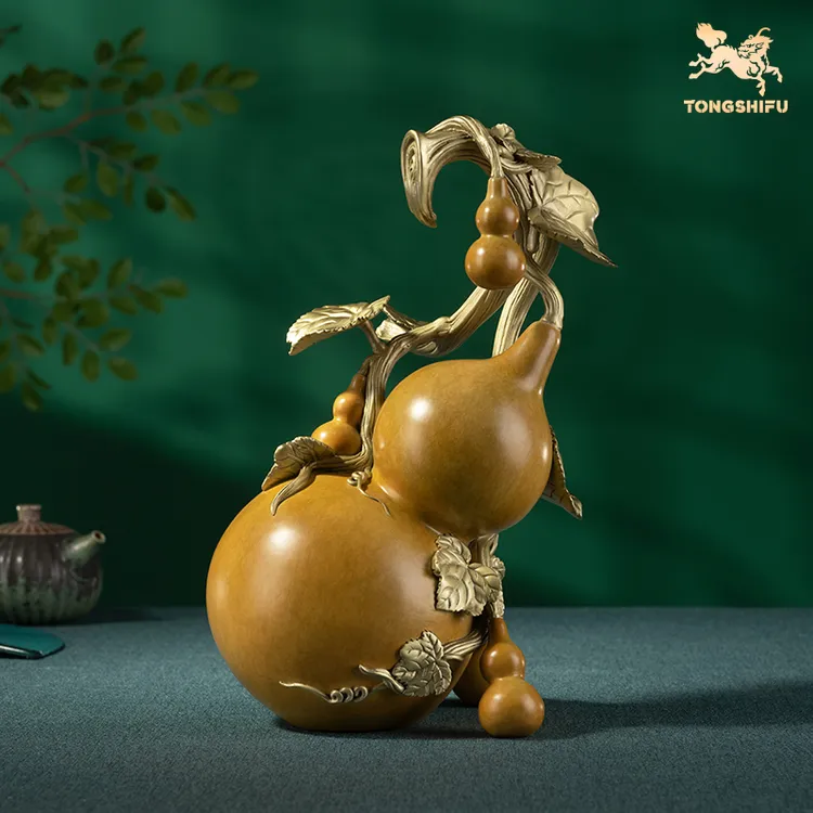 铜师傅 《福禄满堂》客厅桌面铜葫芦摆件 家居装饰工艺品商品图