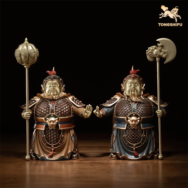 铜师傅《吉祥门神》一对 铜摆件 家居工艺品客厅装饰品摆件中式