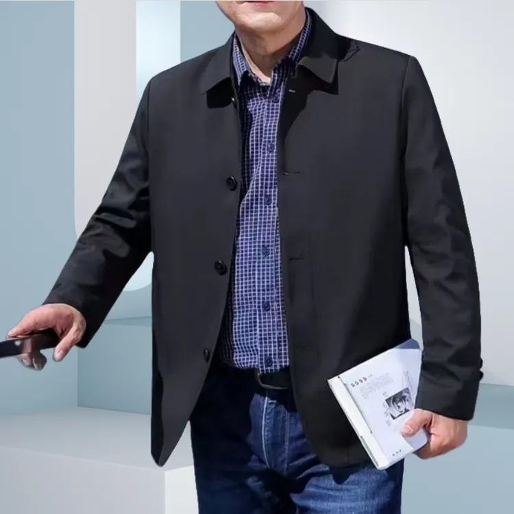 秋季中老年夹克外套爸爸装休闲夹克领导装薄款商务翻领男士春秋季