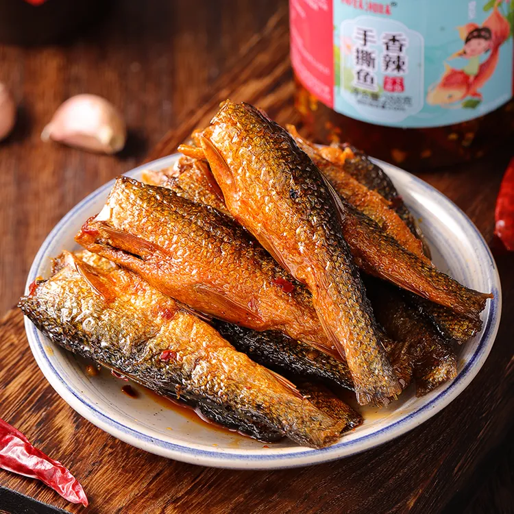 柳妹湘味香辣手撕鱼288克*1瓶湖南特产下饭鲮鱼即食零食酥脆鱼干