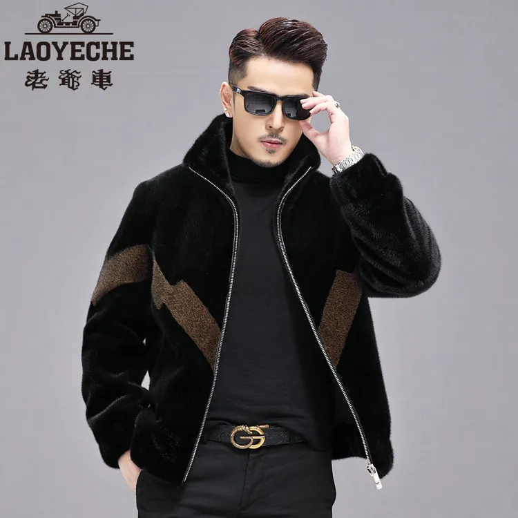 LAOYECHE/老爷车海宁男士纯色立翻领夹克外套男装