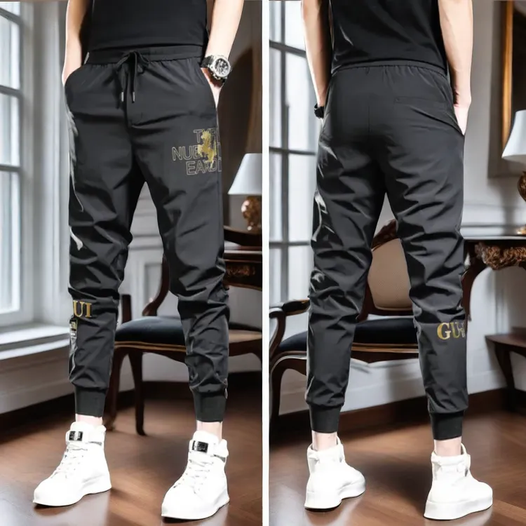 男士爆款夏季休闲裤高端潮牌冰丝透气九分裤高档男装束脚运动长裤