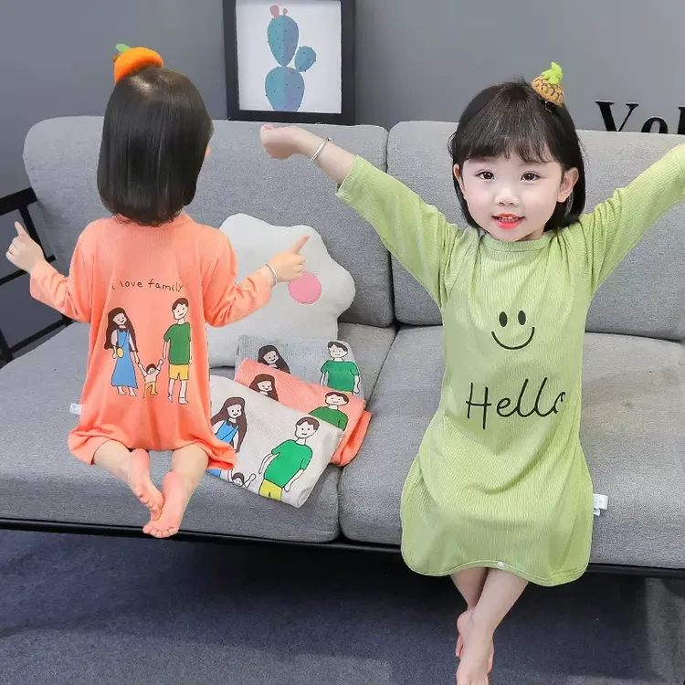 【优选】儿童连体衣婴儿空调服莫代尔睡裙小孩家居服宝宝连体睡衣