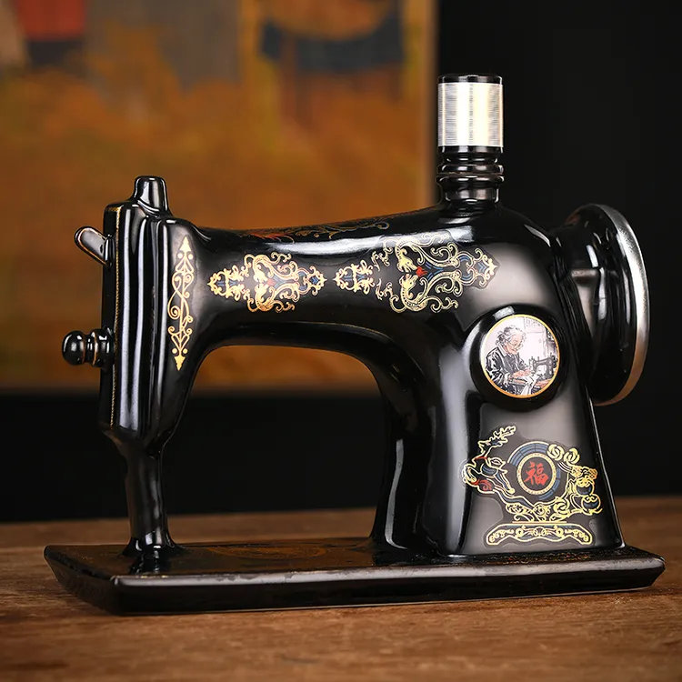 好粮心缝纫机酒复古五粮固态酿造白酒浓香型优级陶瓷瓶52度1500ml