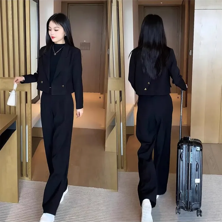 0239西装套装女秋季2024新款小个子洋气西服外套休闲裤职业两件套