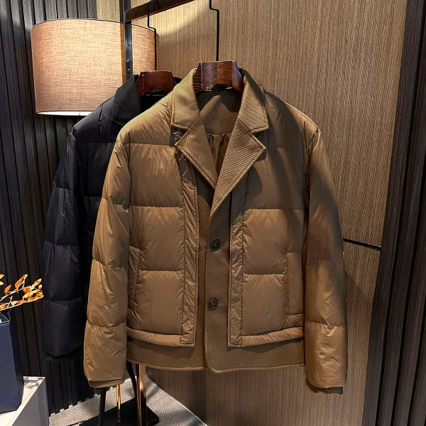 【腔调有型 假两件】冬季男士高档简约西装领时尚设计高品质羽绒服