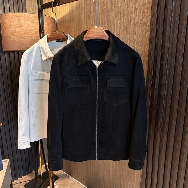 绵羊毛加厚保暖！25秋冬新款男士高档纯色翻领百搭麂皮绒夹克外套