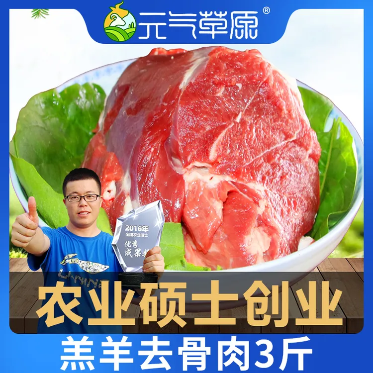 元气草原甘肃5斤去骨羔羊后腿肉送秘制炖料+蘸料