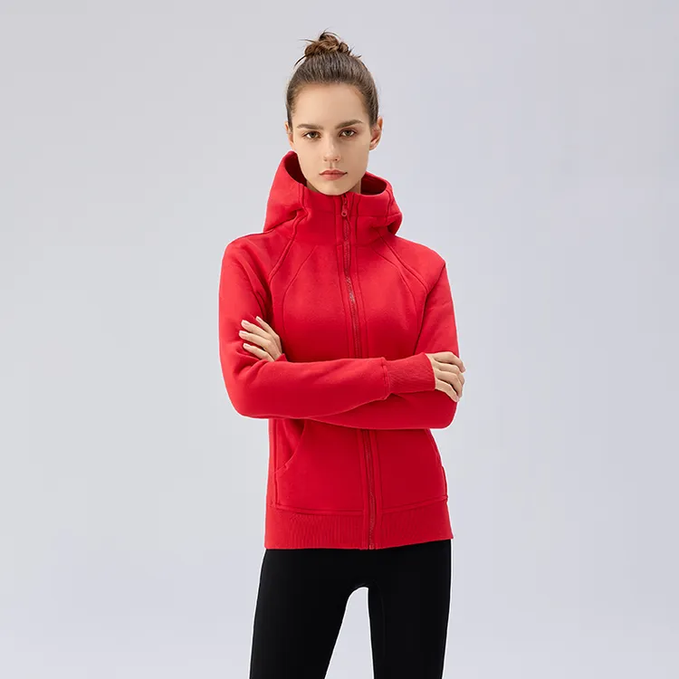 KUD【保暖搭子】加绒瑜伽外套连帽开衫运动休闲卫衣女DJ028