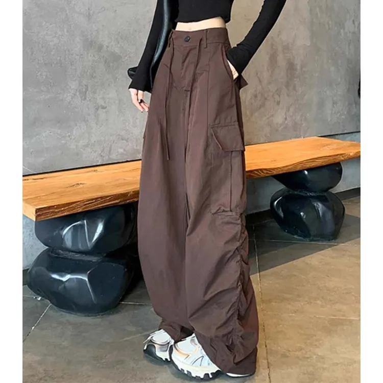 美式复古工装阔腿裤女2025年春秋季新款宽松高腰休闲裤直筒长裤子