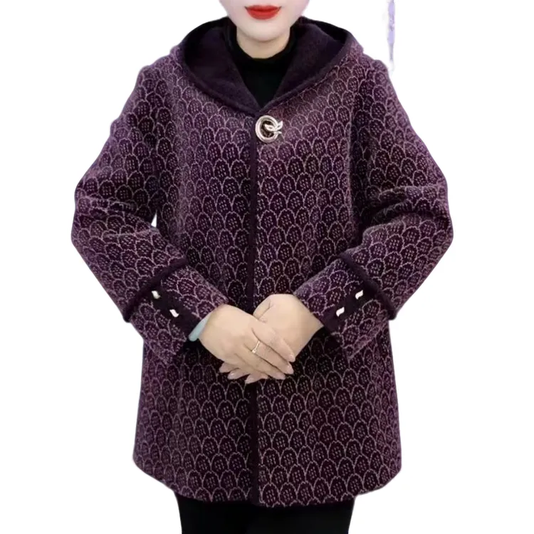 秋冬新款时尚洋气百搭连帽中长款大衣