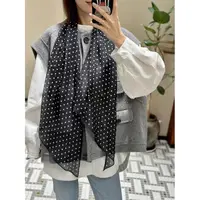 桑蚕丝单面雪纺法式波点160*30斜角女士丝巾围巾披肩外搭防晒L145
