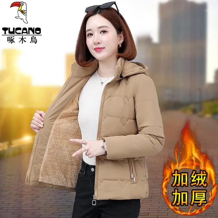 【品牌】啄木鸟加绒棉袄女冬季2025新款中老年妈妈加厚保暖棉衣棉服