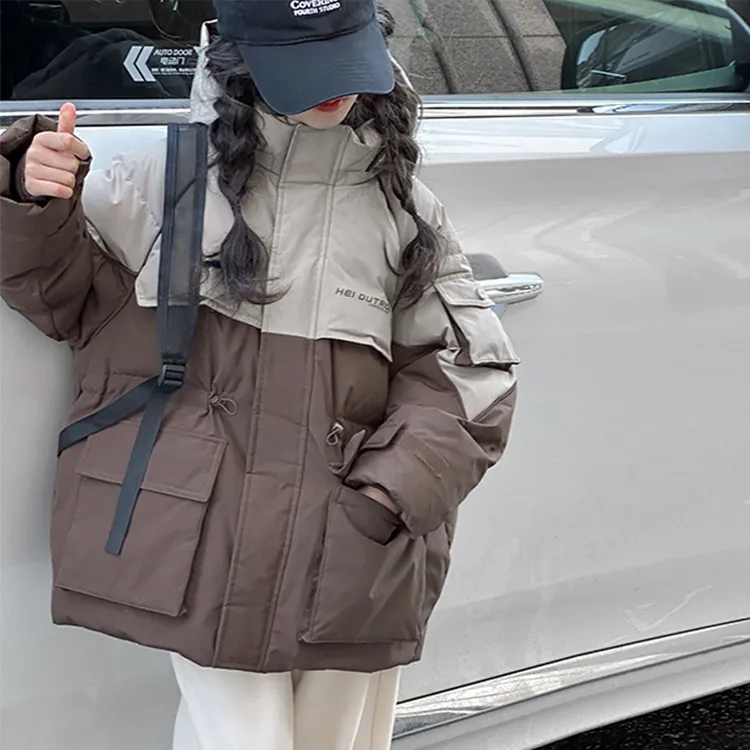 K25425女童冬装防寒羽绒服儿童加厚工装外套2025秋冬款防寒冲锋衣