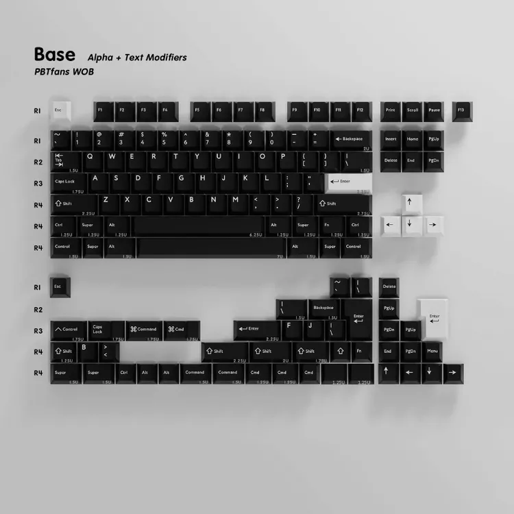 PBTfans 客制化机械键盘WOB纯黑键帽PBT材质二色工艺原厂高度现货