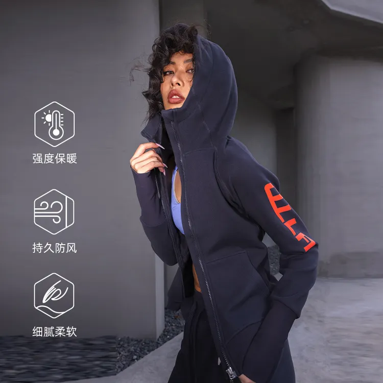 OULLA【主播精选】欧拉时尚加绒连帽秋冬加绒保暖防风外套3506