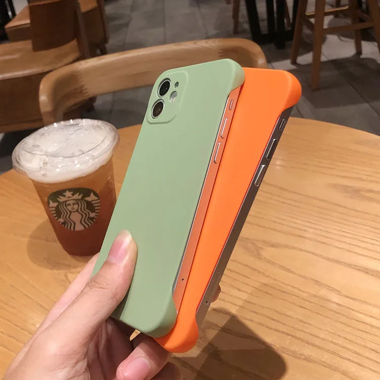 磨砂无边框iPhone13手机壳12/11pro max半包iPhonex硬壳xr套8plus