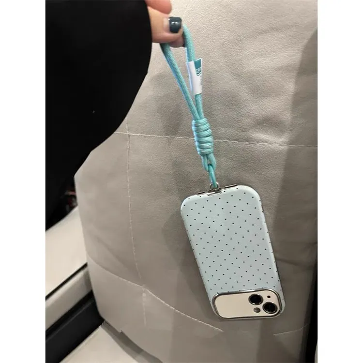 薄荷绿手绳蓝色波点iPhone15promax手机壳iPhone14/13防摔12女11
