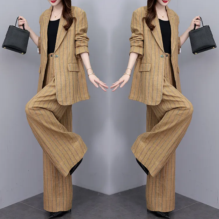 高端三件套女西装2025春季新款阔腿裤休闲西服外套气质时尚套装潮