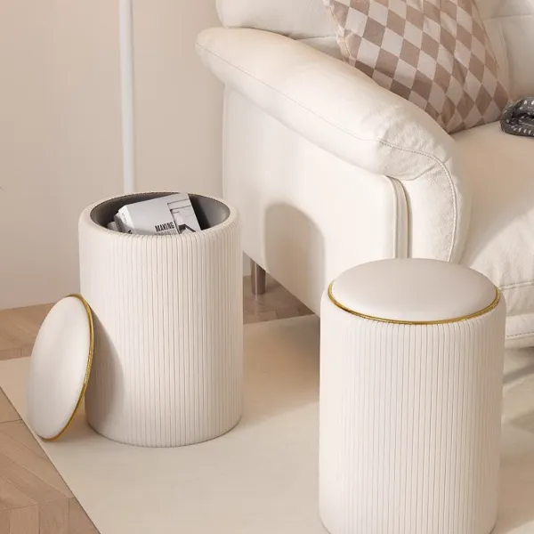 轻奢梳妆凳家用梳妆台椅子美容美甲奶油风卧室化妆凳子可储物圆凳