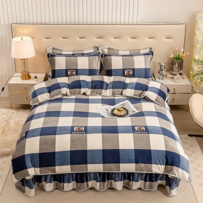 秋冬款防寒加绒加厚双面牛奶绒双面亲肤保暖双面绒四件套【八斤】