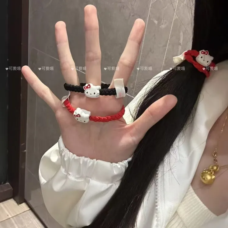 三丽鸥对装编制金属头发圈凯蒂猫小皮筋情侣学生扎头发皮筋发饰