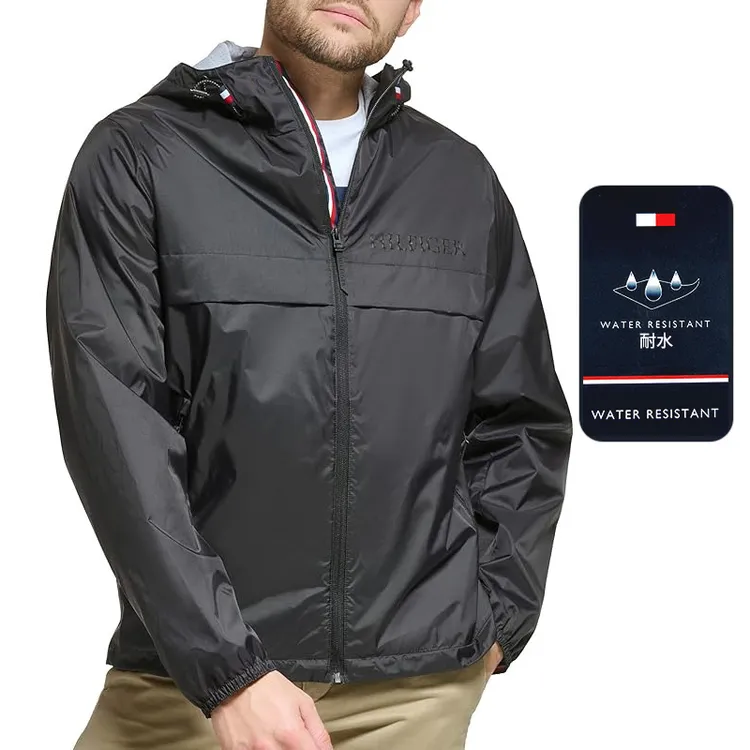 TOMMY HILFIGER汤米希尔费格男士防风防水款连帽拉链外套户外夹克