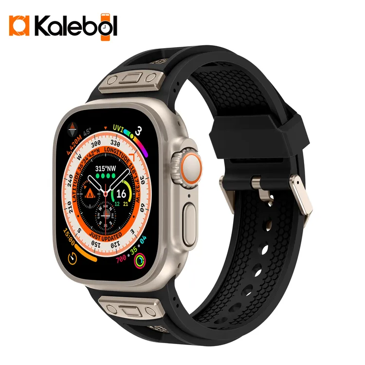 蜂窝液态硅胶腕带适用apple iwatch苹果ultra2运动气孔手表带现款