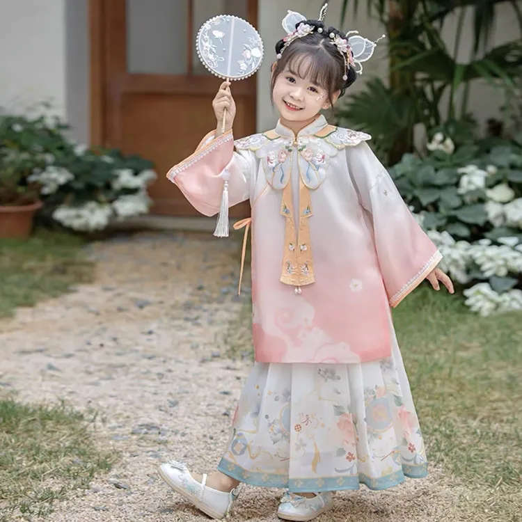汉服女童女孩明制套装春秋冬新款儿童古风超仙唐装中国风秋季裙子